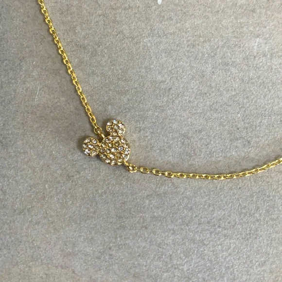 【Baublebar】★ネックレス★ Mickey Asymmetrical Necklace Mickey Mouse Disney 18K Gold & Cubic Zirconia Asymmetrical